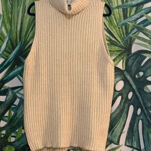 H&M Sleeveless Ribbed Cream Tunic Sweater